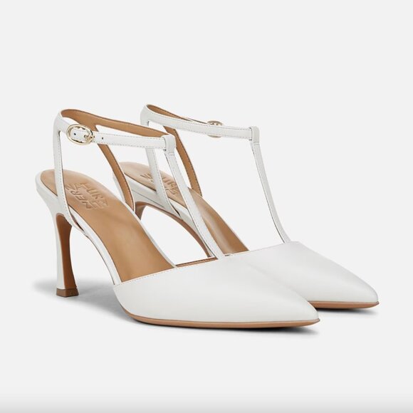 Naturalizer Astrid T-Strap Pointy Pump White Leather 7.5 - Picture 1 of 14